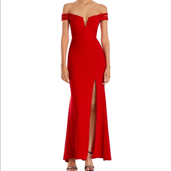 Aqua Formal Red Dress- size 4 off the shoulder - Picture 1 of 11